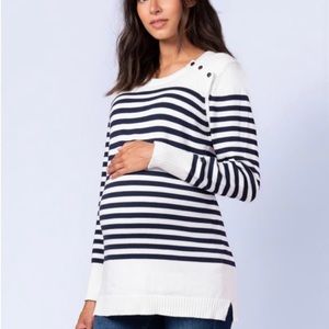 Seraphine Navy and White Striped Maternity Sweater